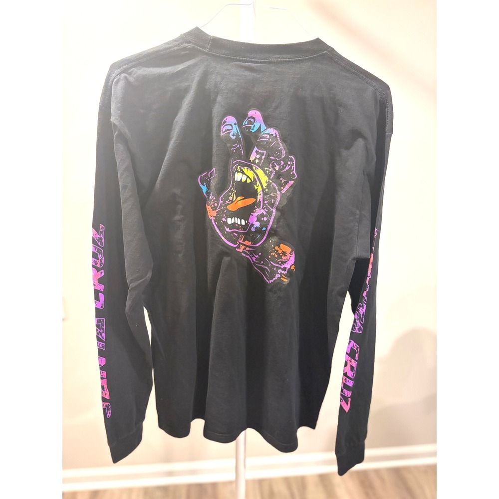 Y2K Skater Streetwear 90s Surf Style Indie Screaming Hand Mens Large Black Shirt - Picture 2 of 5